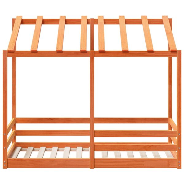 vidaXL Vaikiška lova su stogu, vaško ruda, 80x160cm, pušies masyvas