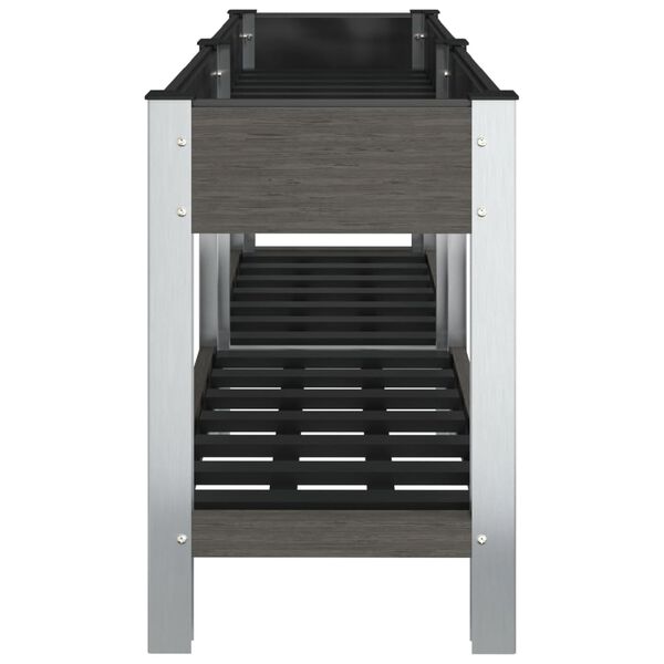 vidaXL Auk&scaron;tas sodo lovelis su lentyna, pilkas, 150x50x75cm, WPC