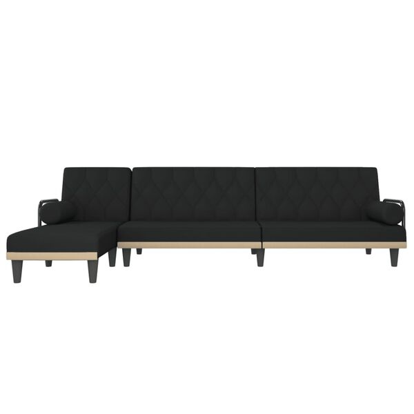 vidaXL L formos sofa-lova, juodos spalvos, 260x140x70cm, audinys