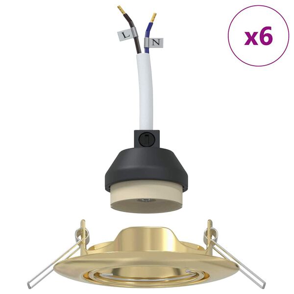 vidaXL Prožektorius 6 pcs Auksinė 9 x 9 x 2.5 cm metalas