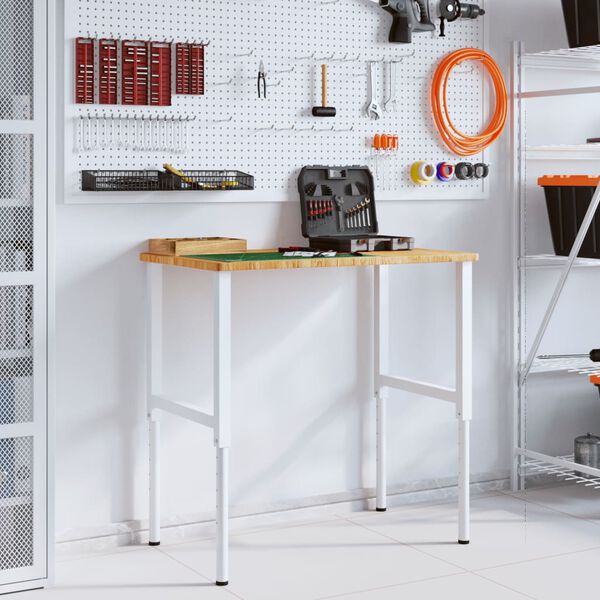 vidaXL Darbastalis, 100x60x(71,5-98)cm, ąžuolo masyvas, stačiakampis