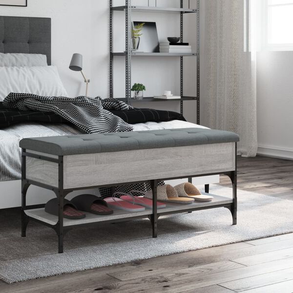 vidaXL Batų suoliukas, pilkas ąžuolo, 102x42x45cm, apdirbta mediena