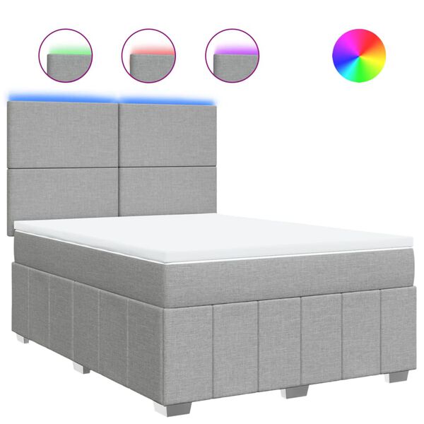 vidaXL Lova su spyruoklėmis ir čiužiniu, pilkas, 140x190cm, audinys