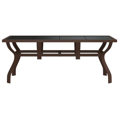 vidaXL Sodo stalas, rudas ir juodas, 180x80x70cm, plienas ir stiklas
