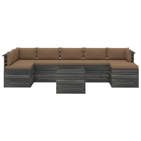 vidaXL Sodo komplektas i&scaron; palečių su pagalvėlėmis, 8 dalių, pu&scaron;is