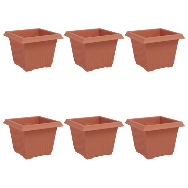 vidaXL Kvadratinis gėlių vazonas 6 pcs Raudona plyta 23 x 23 x 17,5 cm