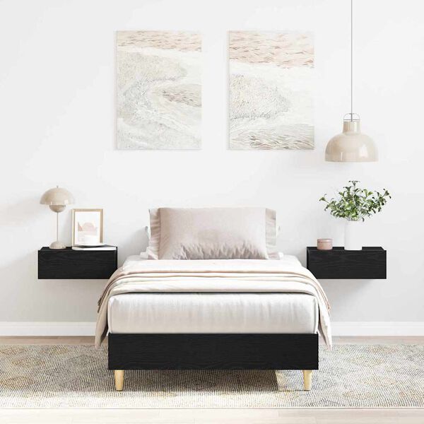 vidaXL Lovos rėmas Juodas ąžuolas 203 x 101 x 25 cm Apdirbta mediena