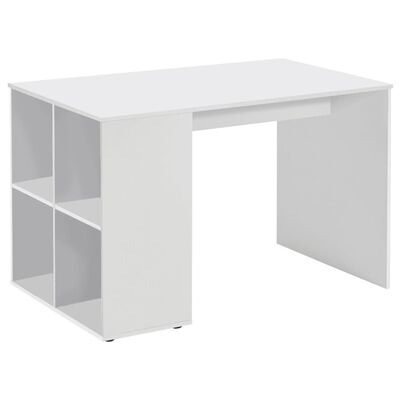 FMD Rašomasis stalas su šoninėmis lentynomis, baltas, 117x72,9x73,5cm