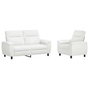vidaXL Sofos komplektas 2 pcs Balta Audinys