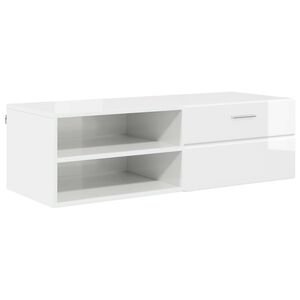 vidaXL Medinė spinta 100,5 x 39 x 30 cm Auk&scaron;tai blizganti balta