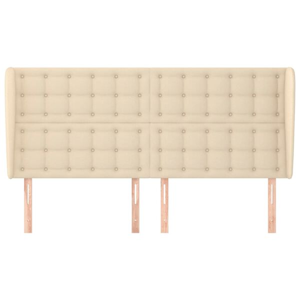 vidaXL Galvūgalis su auselėmis, kreminis, 163x23x118/128cm, audinys