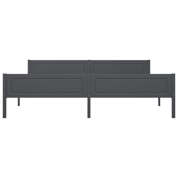 vidaXL Lovos rėmas, pilkos spalvos, 200x200cm, pu&scaron;ies medienos masyvas