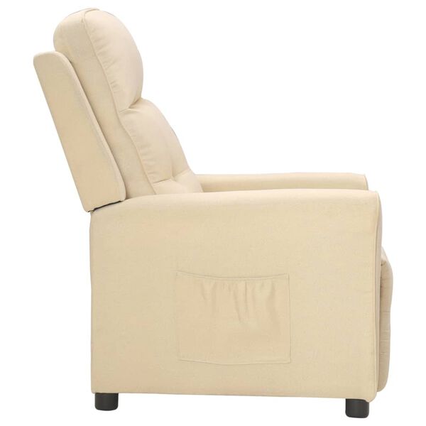 vidaXL Atsistojantis krėslas, kreminės spalvos, audinys