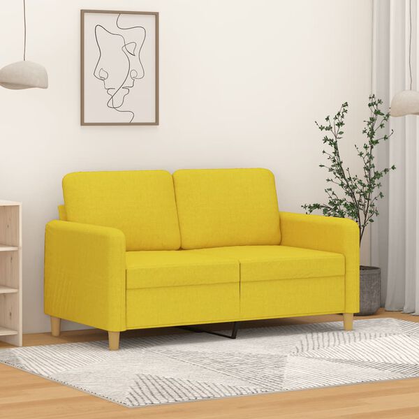 vidaXL Dvivietė sofa, &scaron;viesiai geltonos spalvos, 120cm, audinys