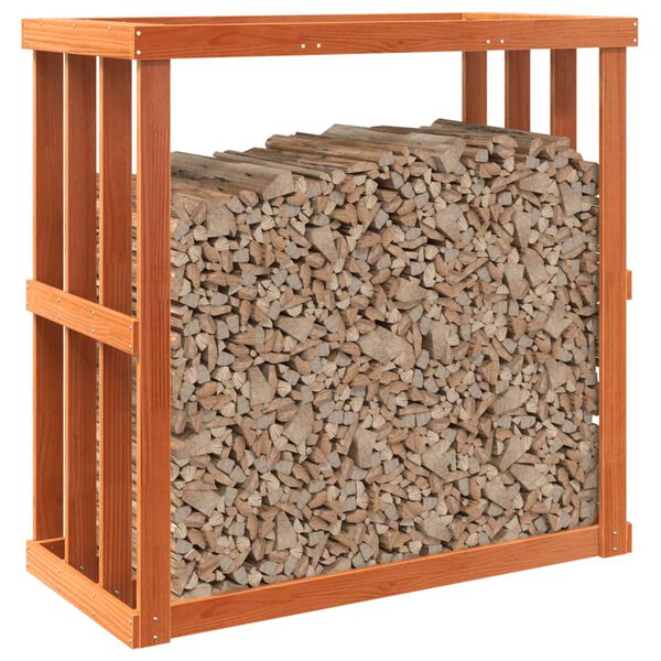 vidaXL Lauko malkų laikiklis, va&scaron;ko rudas, 109x52x106cm, pu&scaron;is