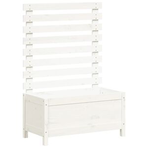 vidaXL Sodo lovelis su stovu, baltas, 79x39,5x114cm, pu&scaron;ies masyvas