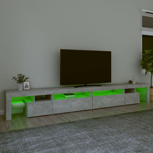 vidaXL TV spintelė su LED ap&scaron;vietimu, betono pilka, 290x36,5x40cm