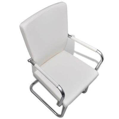 vidaXL Gembinės valgomojo kėdės, 4vnt., baltos, dirbtinė oda