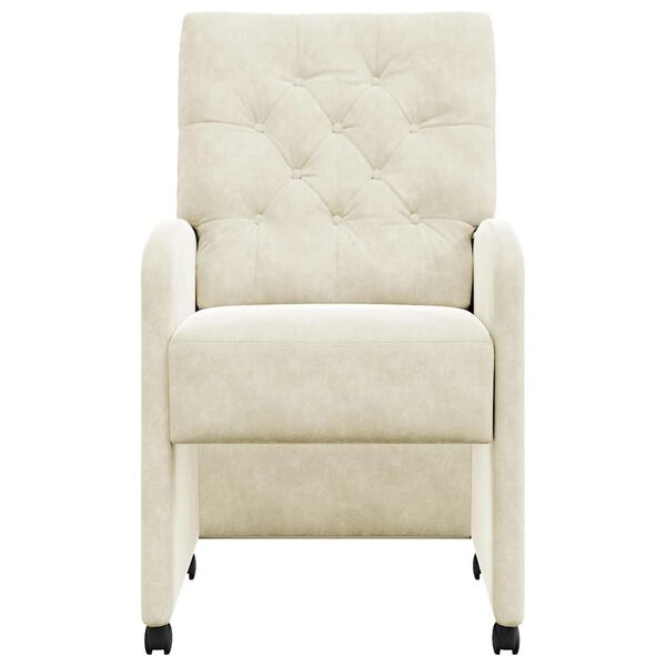 vidaXL Valgomojo kėdės su ratais 2 pcs Kreminė 58 x 67 x 97 cm Aksomas