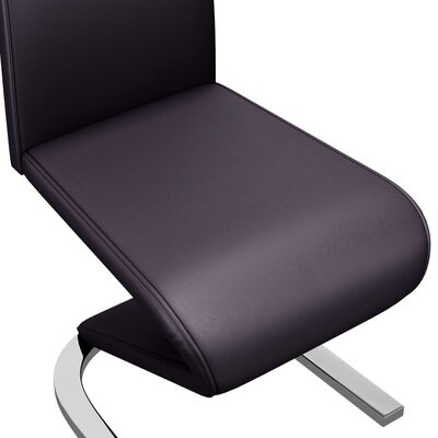 vidaXL Valgomojo kėdės, 4 vnt., rudos, dirbtinė oda, zigzago formos