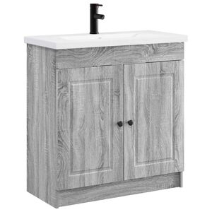 vidaXL Vonios baldų rinkinys Pilka Sonoma 56 x 37,5 x 81 cm