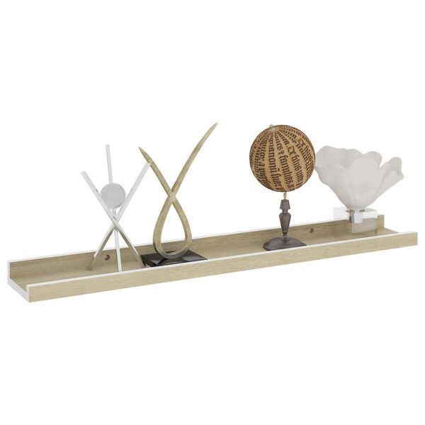 vidaXL Sieninės lentynos, 4vnt., baltos ir ąžuolo spalvos, 60x9x3cm