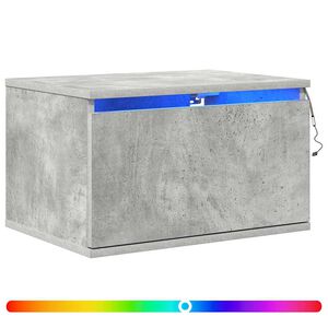 vidaXL Prie sienos montuojama naktinė spintelė su LED, betono pilka