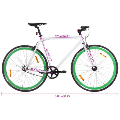 vidaXL Fiksuotos pavaros dviratis, baltas ir žalias, 700c, 55cm