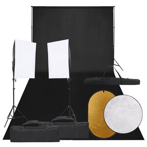 vidaXL Fotostudijos rinkinys su &scaron;viestuvais, fonu ir reflektoriumi