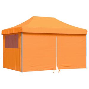 vidaXL I&scaron;skleidžiama proginė palapinė su 4 sienomis, oranžinė