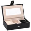 vidaXL Papuošalų dėžutė 3 sluoksnių su veidrodžiu, juoda, 26x18x17,5cm