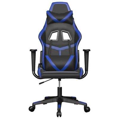 vidaXL Masažinė žaidimų kėdė, juodos ir mėlynos spalvos, dirbtinė oda