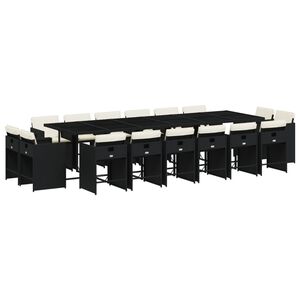 vidaXL Sodo komplektas su pagalvėlėmis, 17 dalių, juodas, poliratanas