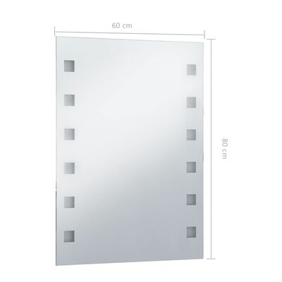 vidaXL Sieninis vonios kambario veidrodis su LED, 60x80cm