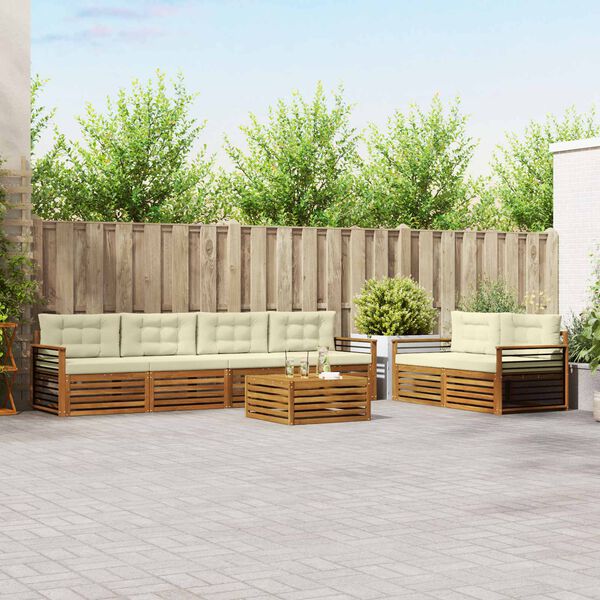 vidaXL Lauko sofos komplektas su pagalve 7 pcs Natūralus ir grietinėlė