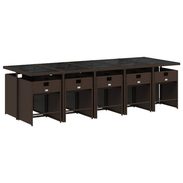 vidaXL Sodo komplektas su pagalvėlėmis, 11 dalių, rudas, poliratanas