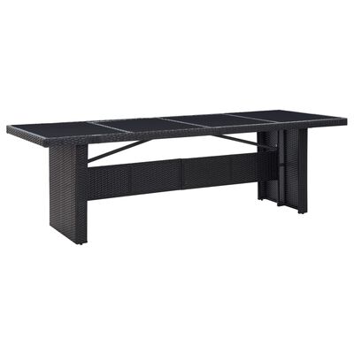vidaXL Sodo stalas, juodas, 240x90x74cm, poliratanas ir stiklas