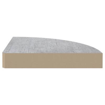 vidaXL Sieninė kampinė lentyna, betono pilka, 25x25x3,8cm, MDF
