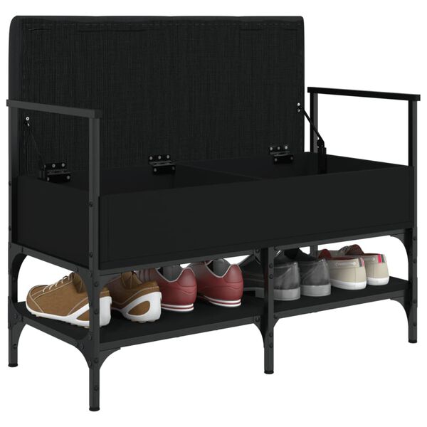 vidaXL Batų suoliukas, juodas, 85,5x42x57,5cm, apdirbta mediena