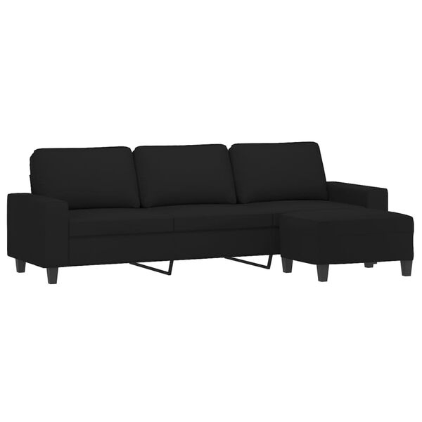 vidaXL Trivietė sofa su pakoja, juoda, 210cm, mikropluo&scaron;to audinys