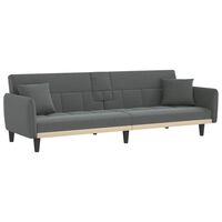 vidaXL Sofa-lova su puodelių laikikliais, tamsiai pilka, audinys
