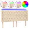 vidaXL Galvūgalis su LED, kreminės spalvos, 183x16x118/128cm, audinys