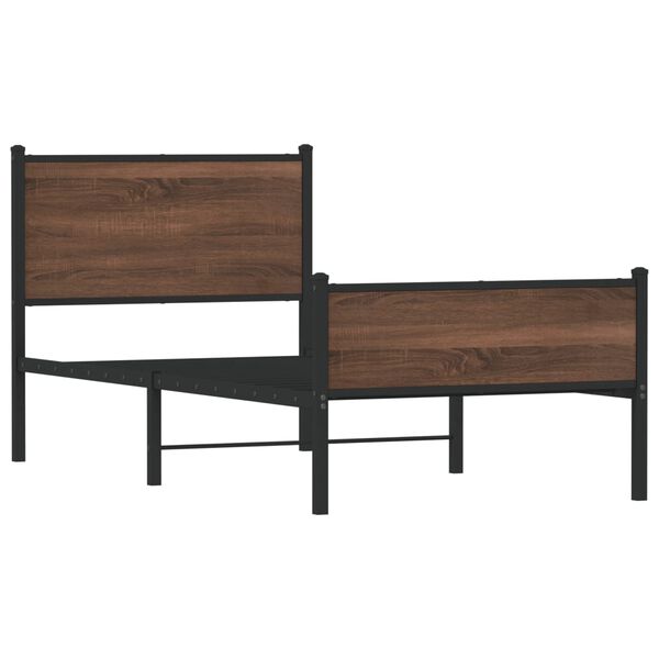 vidaXL Lovos rėmas be čiužinio, rudas ąžuolo, 90x200cm, metalas