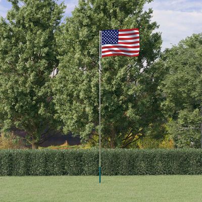 vidaXL JAV vėliava su stiebu, aliuminis, 5,55m