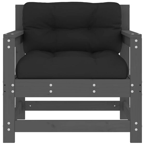 vidaXL Sodo kėdės su pagalvėlėmis, 2vnt., pilkos, pušies masyvas