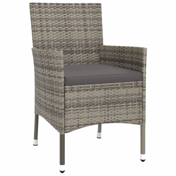 vidaXL Bistro komplektas su pagalvėlėmis, 5 dalių, pilkas, poliratanas