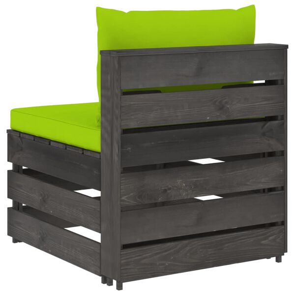 vidaXL Modulinė vidurinė sofos dalis su pagalvėlėmis, mediena