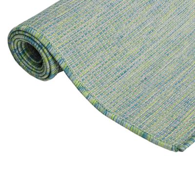 vidaXL Lauko kilimėlis, turkio spalvos, 80x150cm, plokščio pynimo