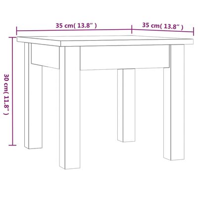 vidaXL Kavos staliukas, baltas, 35x35x30cm, pušies medienos masyvas