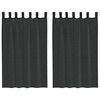 vidaXL Voile užuolaidos su vir&scaron;utine dalimi, 2vnt., juodos spalvos